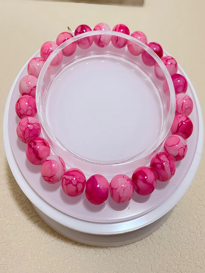 🌸 Pulsera de Jaspe Rosa Marmolado
