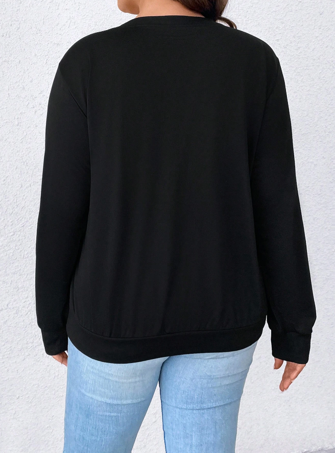 🖤 Sudadera Geométrica con Cinta – Tallas Grandes