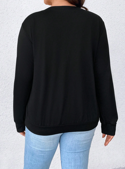 🖤 Sudadera Geométrica con Cinta – Tallas Grandes