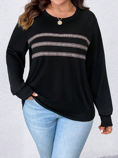 🖤 Sudadera Geométrica con Cinta – Tallas Grandes