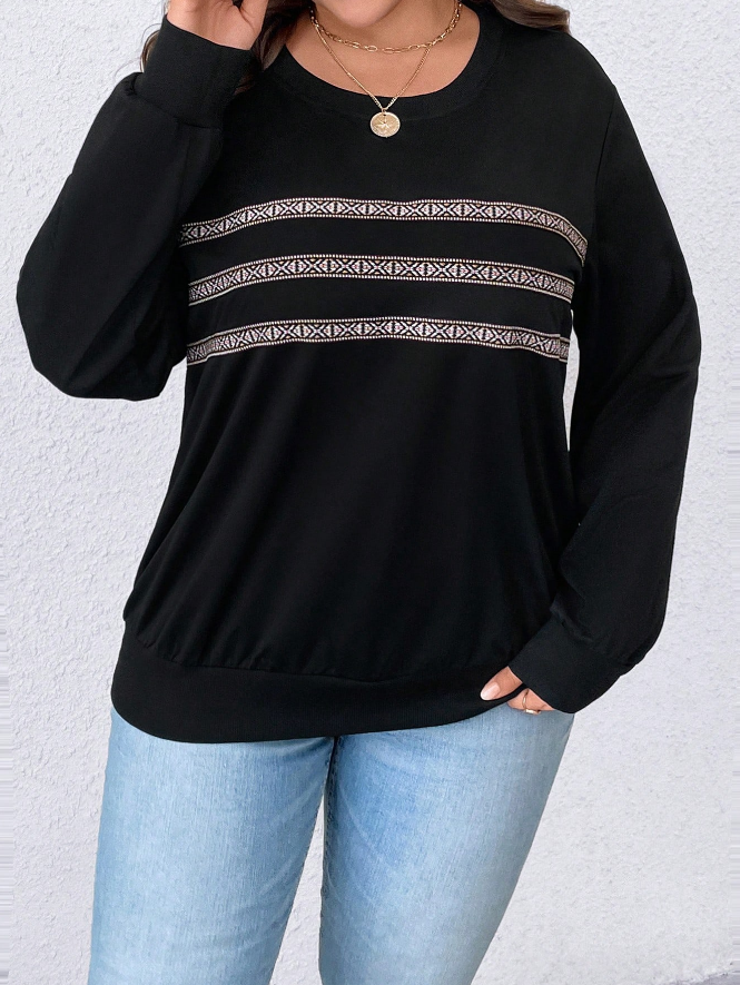 🖤 Sudadera Geométrica con Cinta – Tallas Grandes