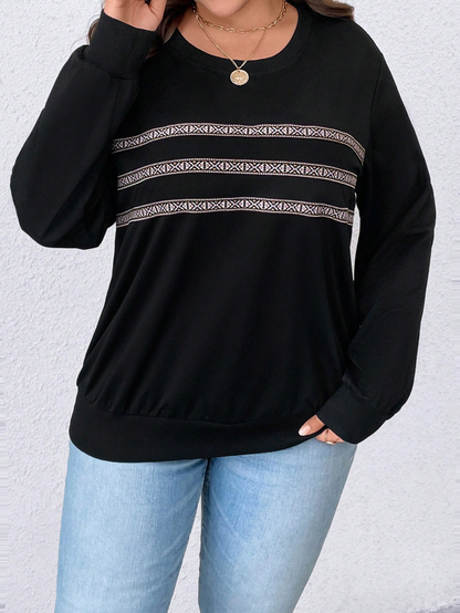 🖤 Sudadera Geométrica con Cinta – Tallas Grandes