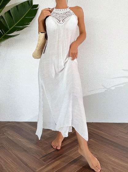 Swim Vestido de Encubrimiento con Abertura Lateral y Cuello Halter