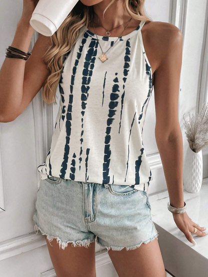 💙 Parte Superior Halter con Efecto Teñido Anudado