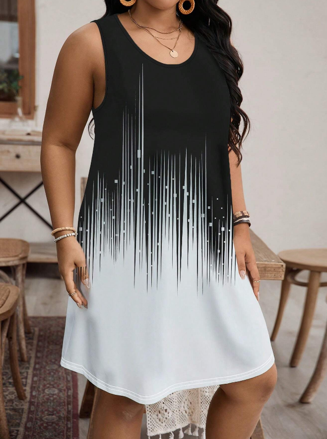 🖤 Vestido Vintage de Verano Ceñido sin Mangas con Diseño de Remiendos