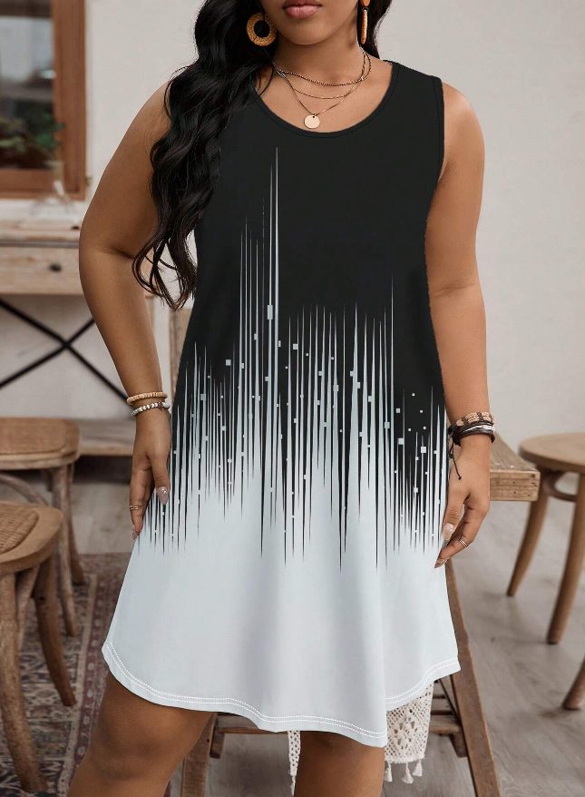 🖤 Vestido Vintage de Verano Ceñido sin Mangas con Diseño de Remiendos