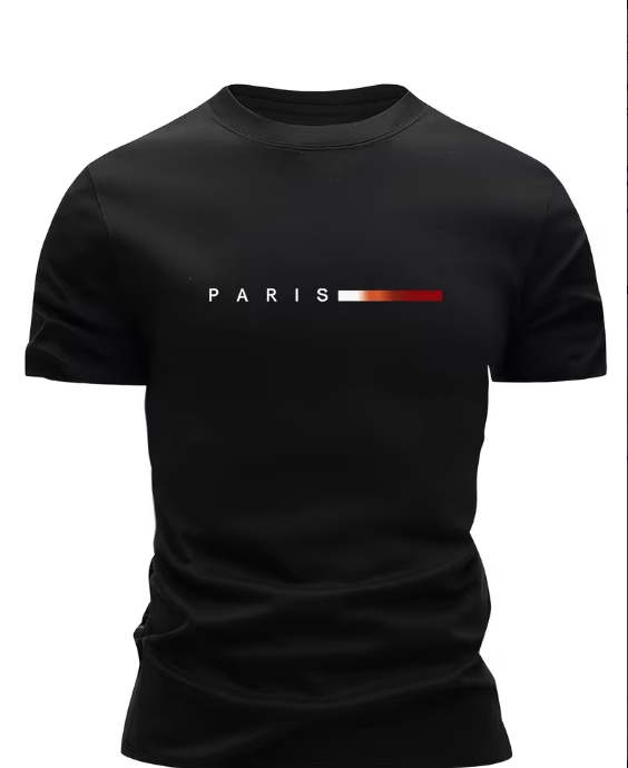 Polera Deportiva Hombre Cuello Redondo con Estampado Paris