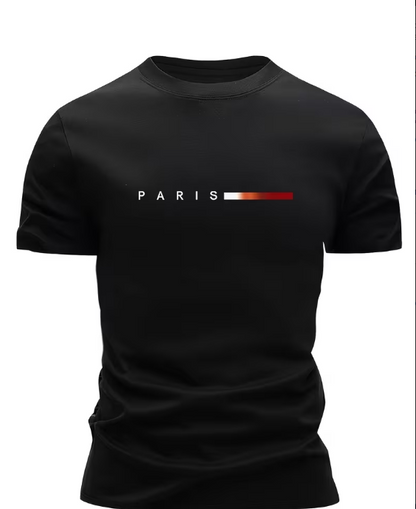 Polera Deportiva Hombre Cuello Redondo con Estampado Paris