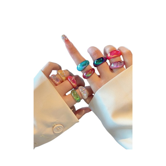 Anillos de Resina Multicolor con Efecto Brillante ✨