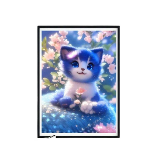 🖼✨ Pintura Diamante DIY con Diseño de Gato y Flores ✨🐱