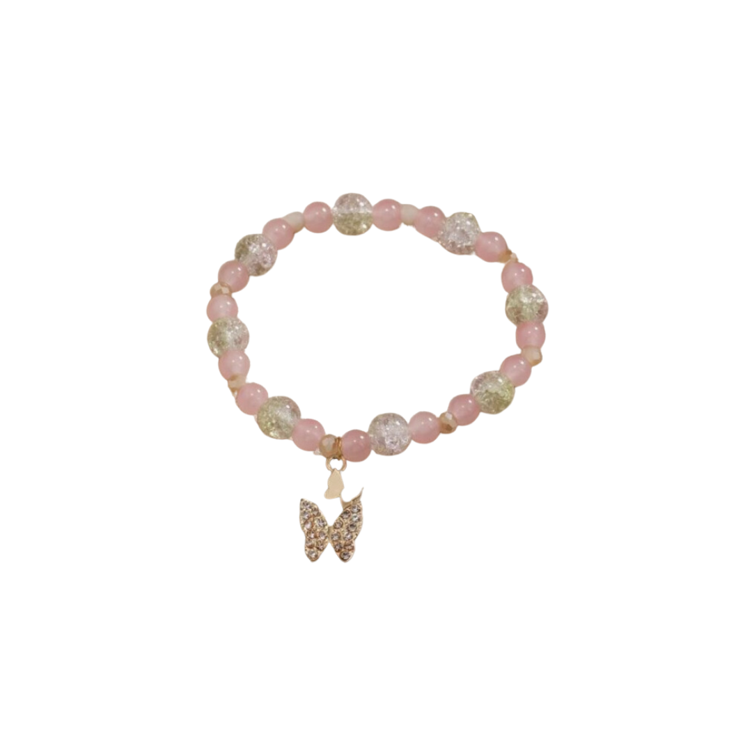 Pulsera de Cuentas con Mariposa y Diamantes de Imitación ✨