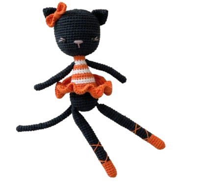 🖤🎀 Gatita Bailarina Halloween – Amigurumi Hecho a Mano