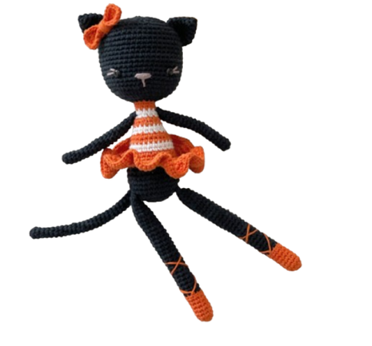 🖤🎀 Gatita Bailarina Halloween – Amigurumi Hecho a Mano