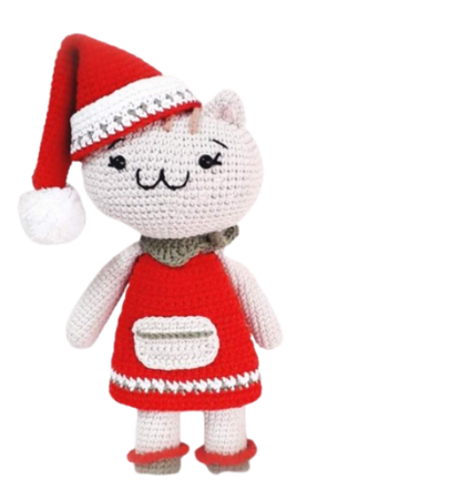 🎄 Gatita Navideña – Amigurumi Hecho a Mano