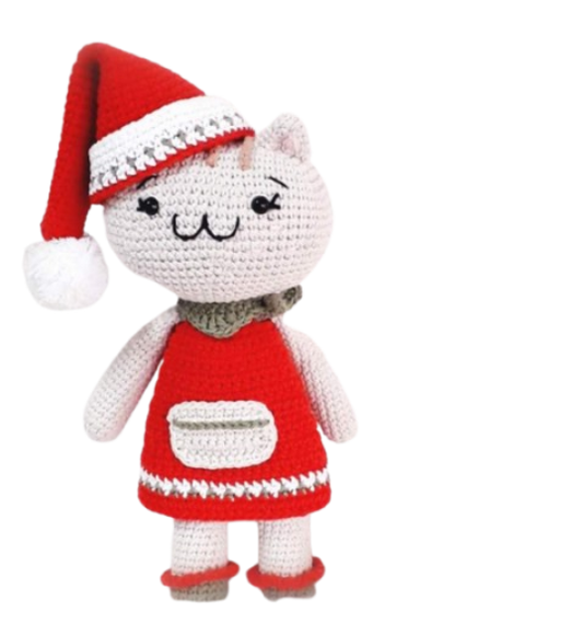 🎄 Gatita Navideña – Amigurumi Hecho a Mano
