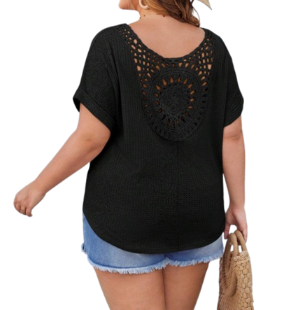 🖤 T-Shirt Negra con Encaje para Playa