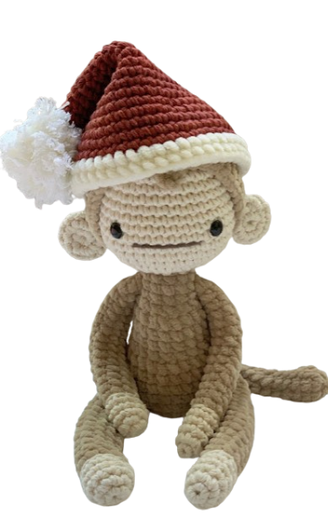 🎅🐒 Mono Navideño – Amigurumi de Peluche Suave Hecho a Mano