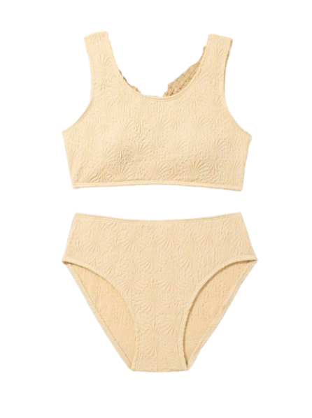 🐚 Bikini Infantil – Textura de Concha / Jacquard Minimalista