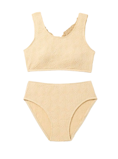 🐚 Bikini Infantil – Textura de Concha / Jacquard Minimalista