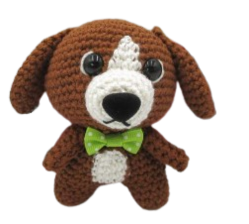🐶 Perrito Café con Corbatín Verde – Amigurumi Hecho a Mano