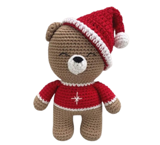 🎅 Osito Navideño con Gorro – Amigurumi Hecho a Mano
