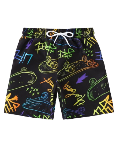 🛹 Shorts de Natación Infantil – Skate & Letra