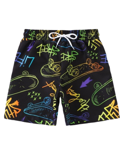 🛹 Shorts de Natación Infantil – Skate & Letra