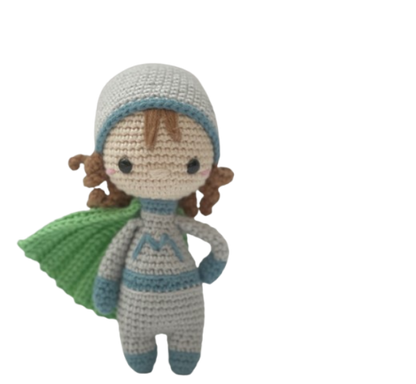 🦸‍♀️ Super Mamá con Capa Verde – Amigurumi Hecho a Mano
