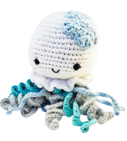 🐙 Medusa Marina Azul y Blanca – Amigurumi Hecho a Mano