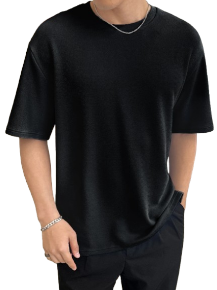 🖤 Camiseta Holgada Hombre – Manga Caída Color Sólido