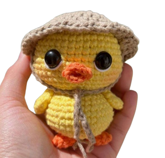 🦆 Patito Amarillo con Sombrero – Amigurumi Hecho a Mano