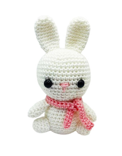 🐇 Conejito Blanco con Bufanda Rosa – Amigurumi Hecho a Mano