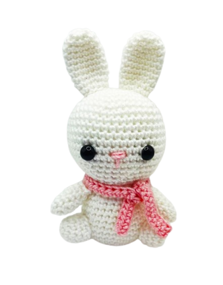 🐇 Conejito Blanco con Bufanda Rosa – Amigurumi Hecho a Mano