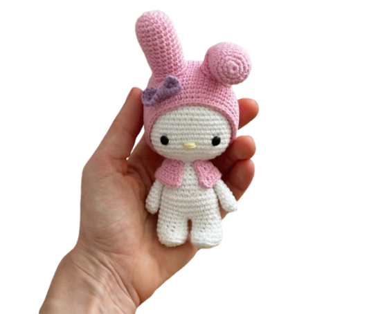 🐰🎀 Muñeca Conejita Rosa Inspiración My Melody – Amigurumi Hecho a Mano