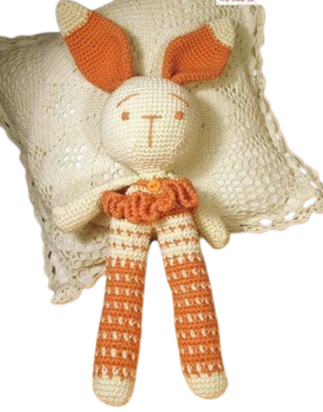 🐰 Conejito Orejas Largas Naranjo y Crema – Amigurumi Hecho a Mano