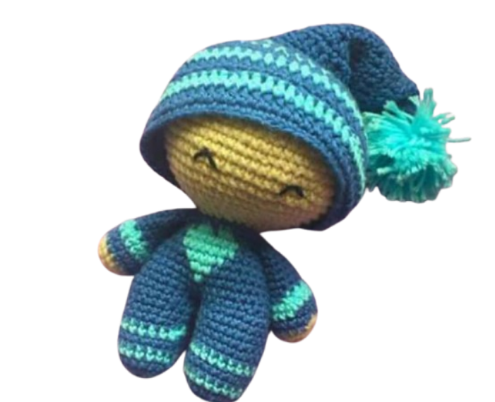 🧢💙 Muñeco Pijama Azul – Amigurumi Hecho a Mano