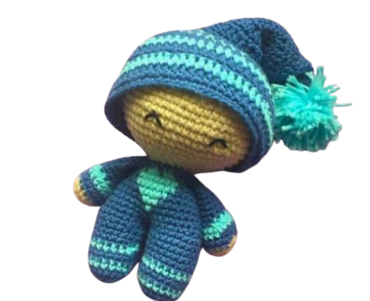 🧢💙 Muñeco Pijama Azul – Amigurumi Hecho a Mano