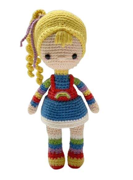🌈 Muñeca Arcoíris – Amigurumi Dulce y Colorido Hecho a Mano