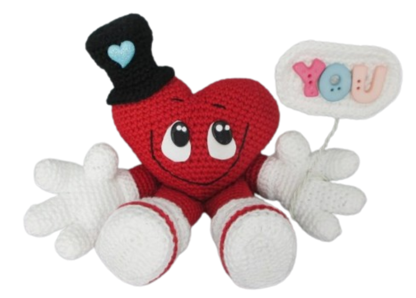 ❤️ Amigurumi Corazón con Sombrero – Hecho a Mano