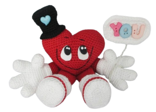❤️ Amigurumi Corazón con Sombrero – Hecho a Mano