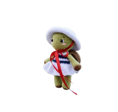 🐢 Tortuguita con Vestido y Sombrero – Amigurumi Hecho a Mano