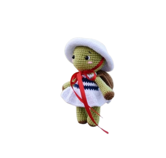 🐢 Tortuguita con Vestido y Sombrero – Amigurumi Hecho a Mano