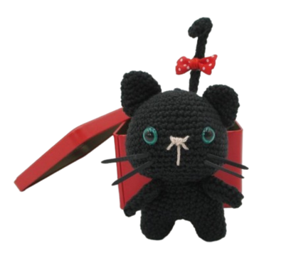 🐈‍⬛ Gatito Negro con Lazo Rojo – Amigurumi Hecho a Mano