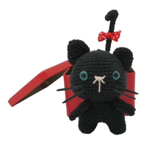 🐈‍⬛ Gatito Negro con Lazo Rojo – Amigurumi Hecho a Mano
