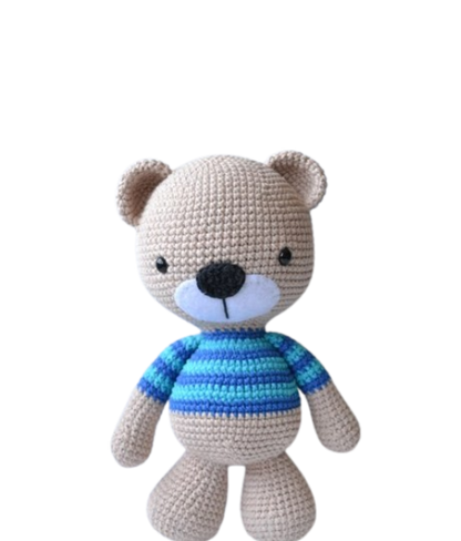 🧸 Osito con Camiseta Azul – Amigurumi Hecho a Mano