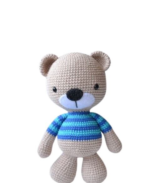 🧸 Osito con Camiseta Azul – Amigurumi Hecho a Mano