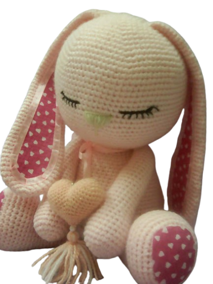 🐇 Conejito Rosa con Corazón – Amigurumi Hecho a Mano