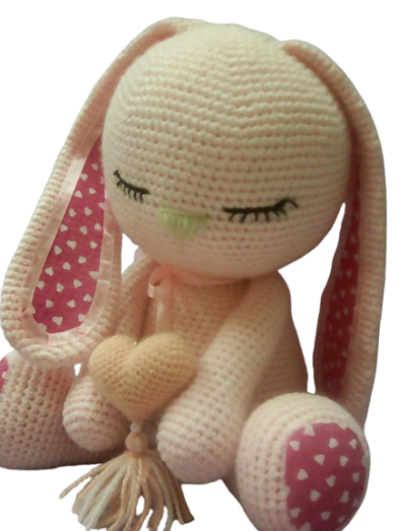 🐇 Conejito Rosa con Corazón – Amigurumi Hecho a Mano