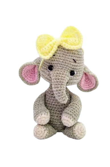🐘 Elefantita con Lazo Amarillo – Amigurumi Hecho a Mano