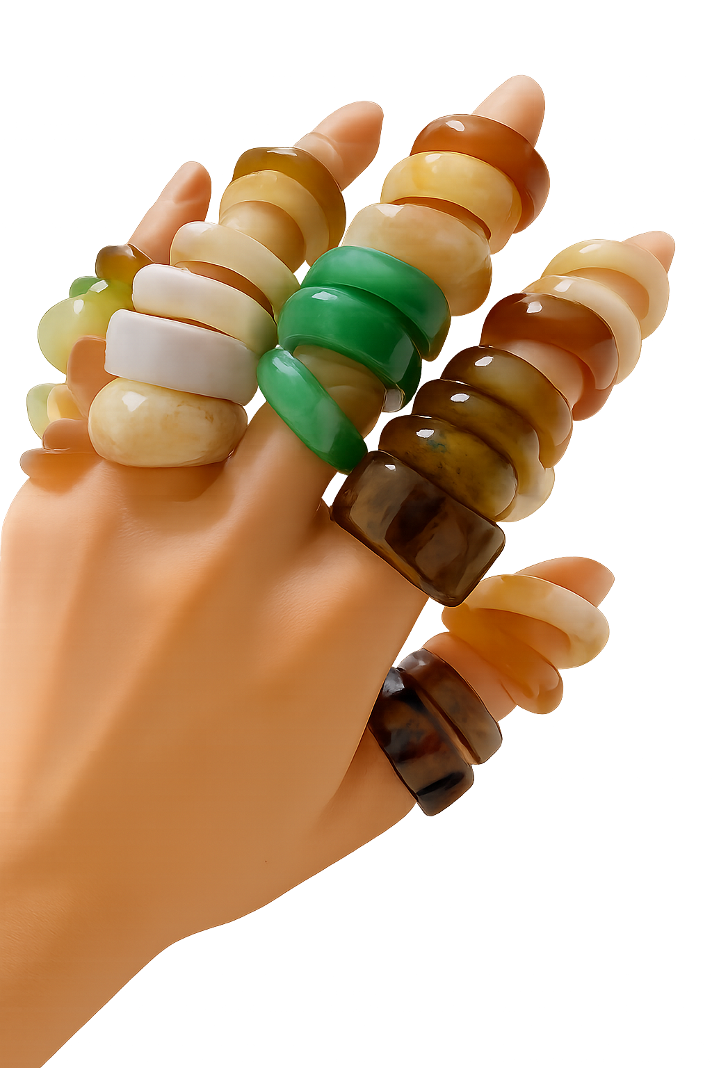 Anillos de resina multicolor estilo bohemio - al azar